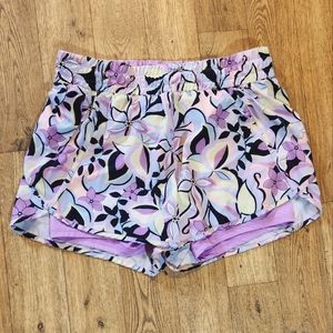 Avia Floral Double Lined Athletic Running Shorts Size Large (12-14)